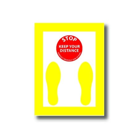 Ergomat 24in x 18in RECTANGLE SIGNS Stop Keep Your Distance / Protect Yourself And Others DSV-SIGN 432 #7080 -UEN